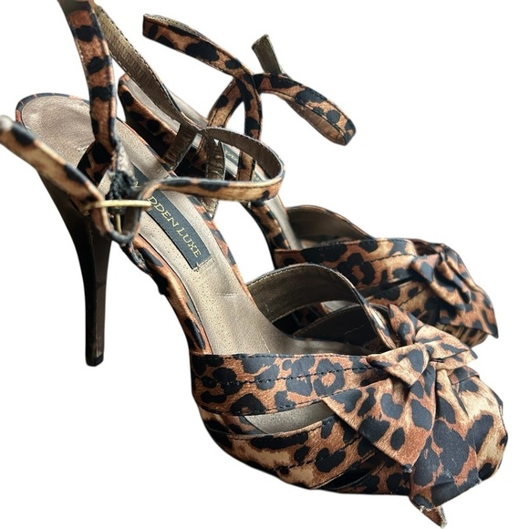 STEVE MADDEN L-CLARA Leopard Print Peep Toe 5” Stiletto Heels, Size 9M - Picture 6 of 9